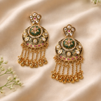 Royal Emerald Polki Pendant Necklace Set by Noore by Neetu Kaushal