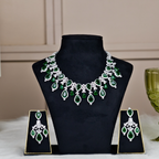 Regal Emerald-Green Pear-Cut Statement Necklace Set