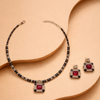 Midnight Ruby Kundan Necklace Set