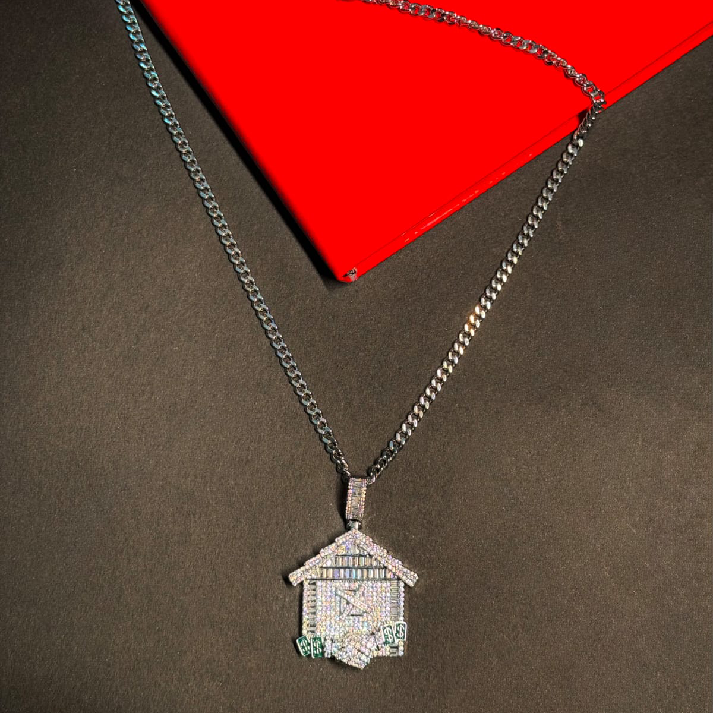 Iced Hustle House Money Pendant Chain for Men