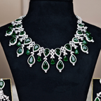 Regal Emerald-Green Pear-Cut Statement Necklace Set