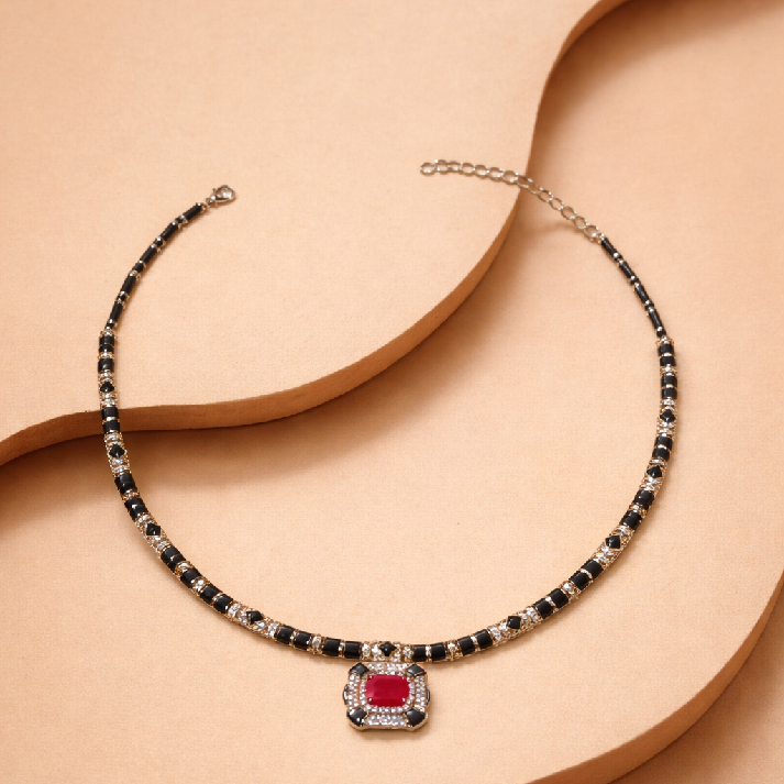 Midnight Ruby Kundan Necklace Set