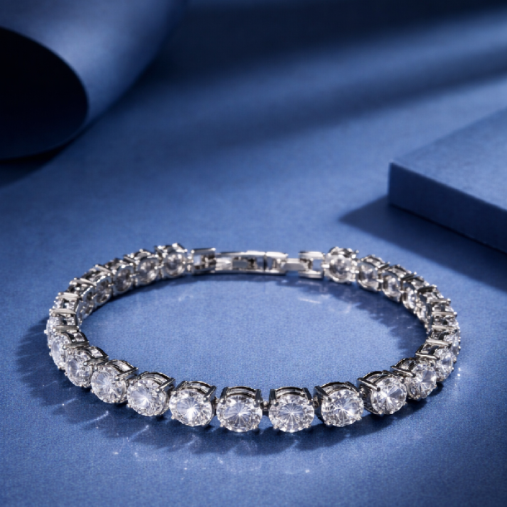 Classic Round-Cut Crystal Tennis Bracelet – Radiant Elegance by Noore