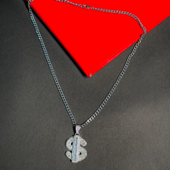 Iced Dollar Sign Statement Chain for Men