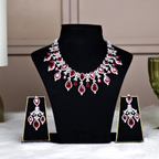 Luxury Ruby Red Teardrop Necklace Set with Matching Earrings