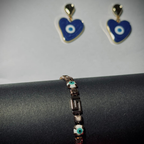 Evil Eye Protection Combo – Heart Earrings & Charm Bracelet