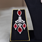 Luxury Ruby Red Teardrop Necklace Set with Matching Earrings