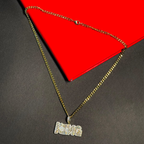 Iced King Crown Script Pendant Chain for Men