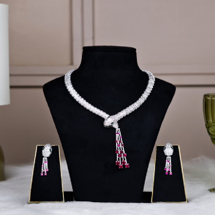 The Majestic Crimson Serpent: Ruby & Diamond High-Jewelry Set