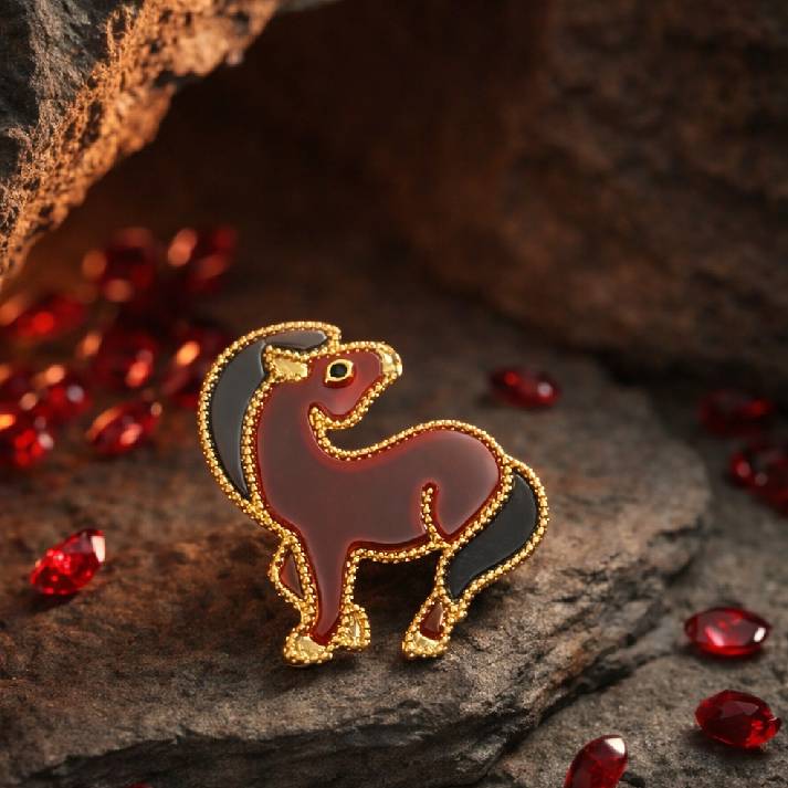 Enamel Horse Silhouette Brooch