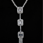 Modern Baguette-Cut Crystal Tassel Statement Set