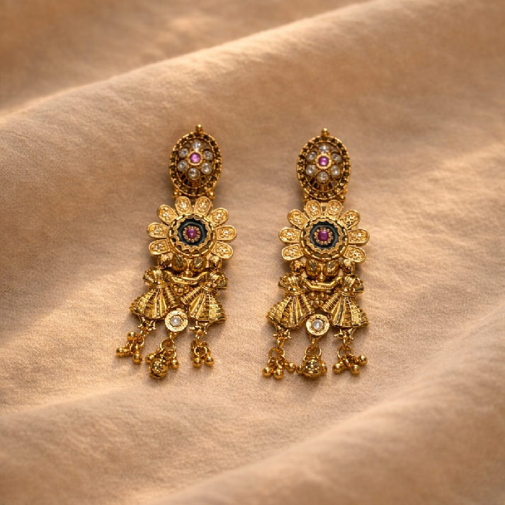 Antique Temple Charm Necklace Set by Noore by Neetu Kaushal