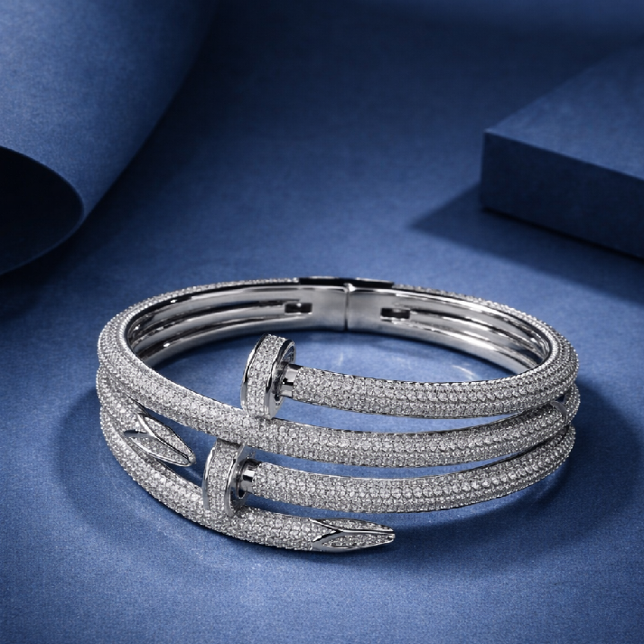 Crystal Nail Cuff Bracelet for Women