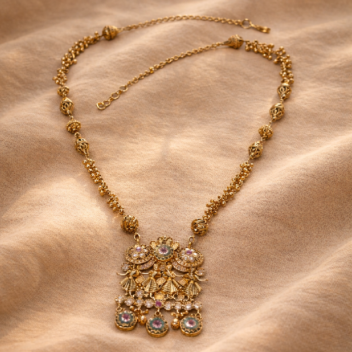 Antique Temple Charm Necklace Set by Noore by Neetu Kaushal