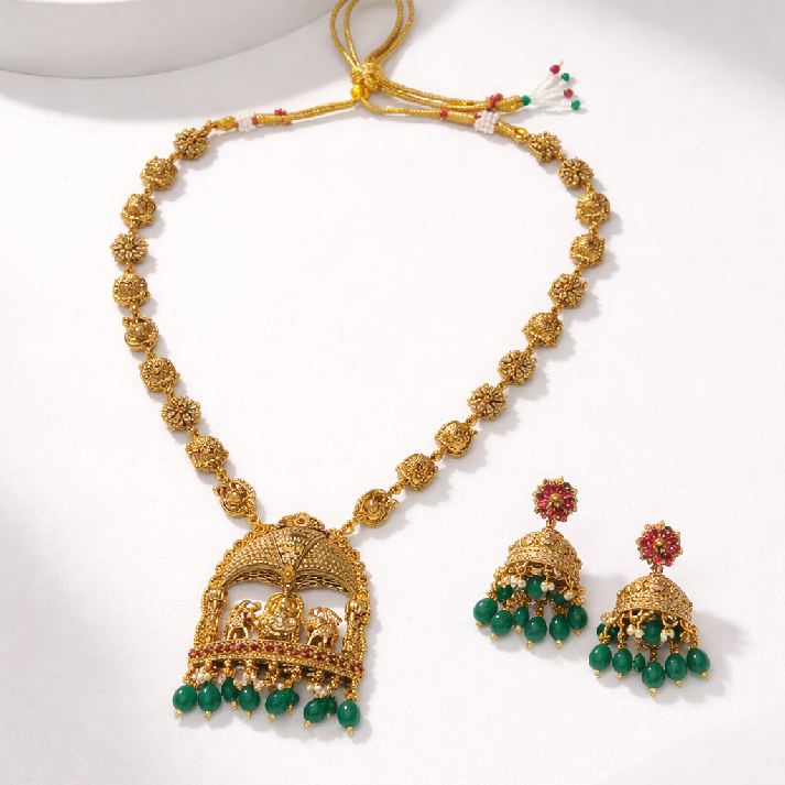 Classic Temple Coin Necklace by Noore by Neetu Kaushal