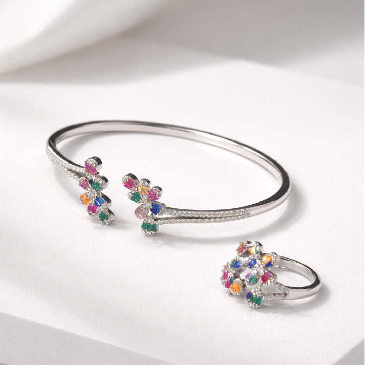 Multicolor Floral Crystal Bracelet for Girls
