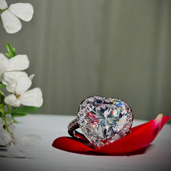 Eternal Spark Heart Halo Ring – Noore by Neetu Kaushal