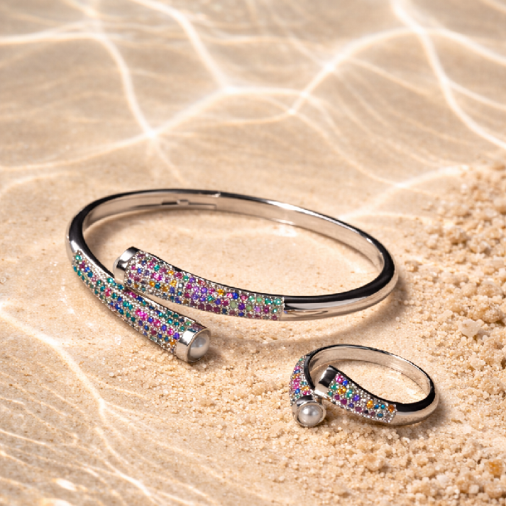 Colorful Crystal Cuff Bracelet for Girls