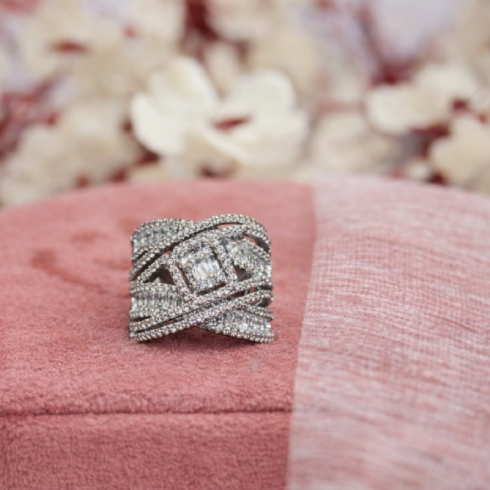 Elegant Criss-Cross CZ Statement Ring for Girls ✨