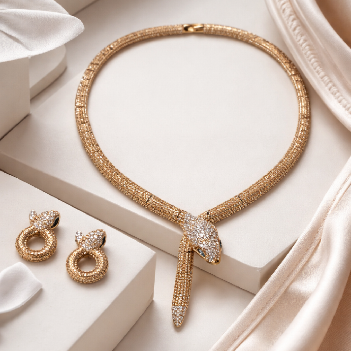 Noore Luxe Snake Statement Necklace Set