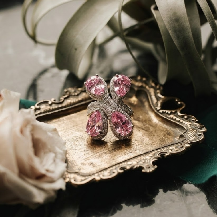 Blush Bloom CZ Butterfly Statement Ring ✨