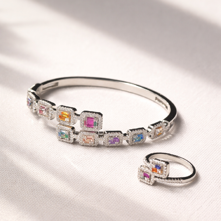 Multicolor Gemstone Link Bracelet for Girls