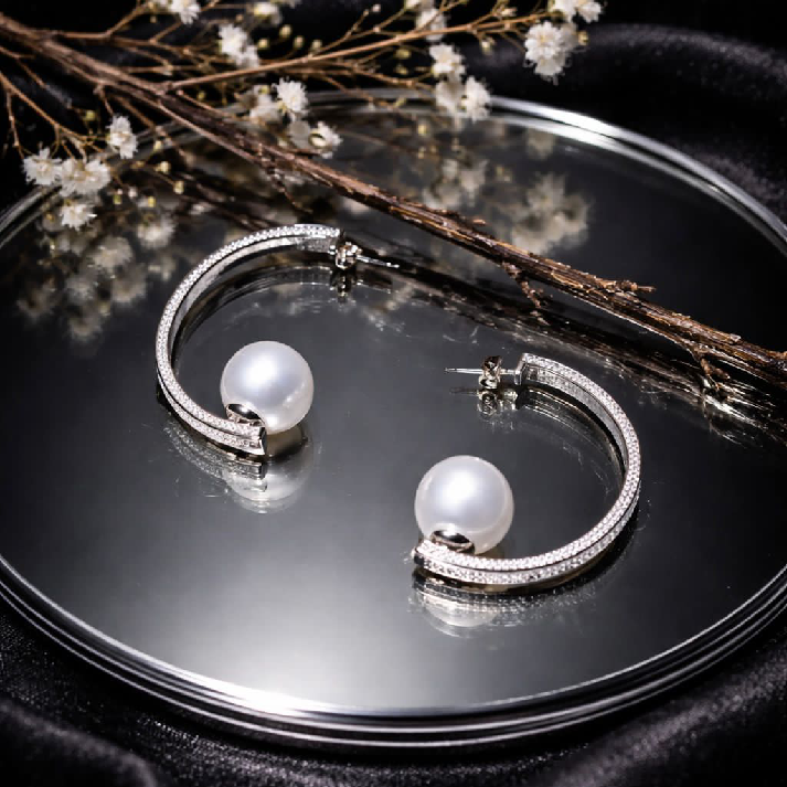 Elegant Pearl Hoop Earrings – Available in Gold & Silver Colour