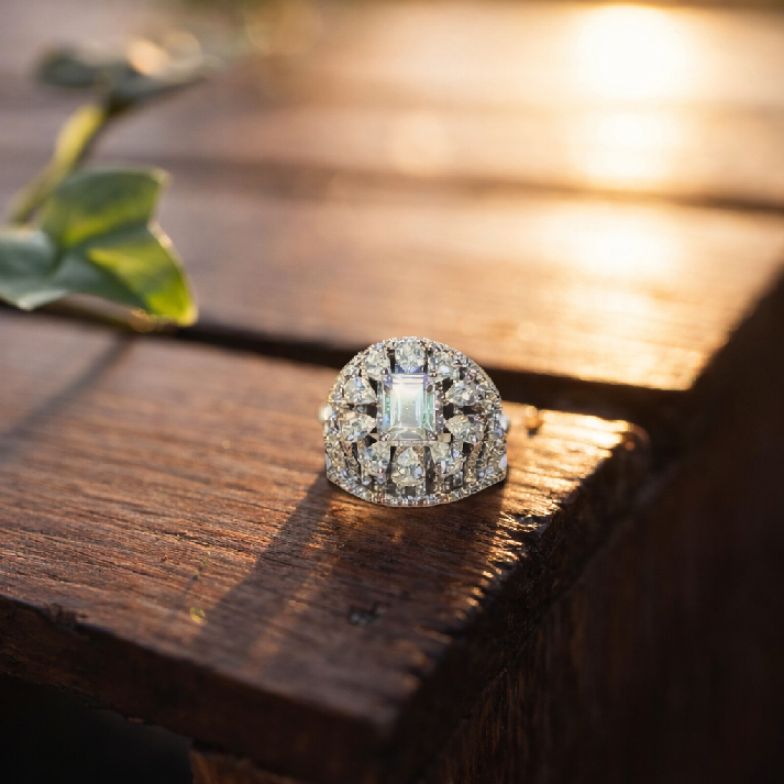 Vintage Halo CZ Statement Ring for Girls ✨