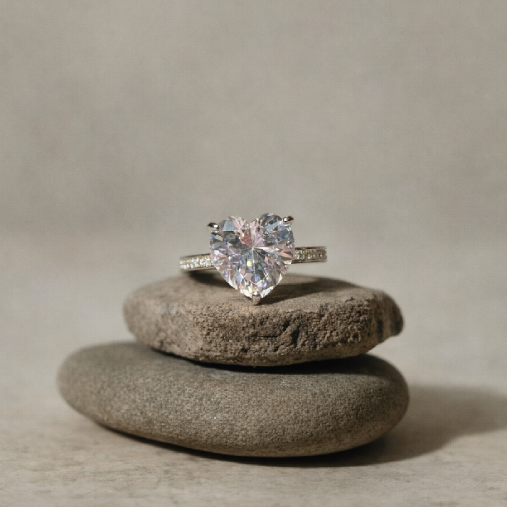 Radiant Heart CZ Solitaire Ring – Noore by Neetu Kaushal ✨