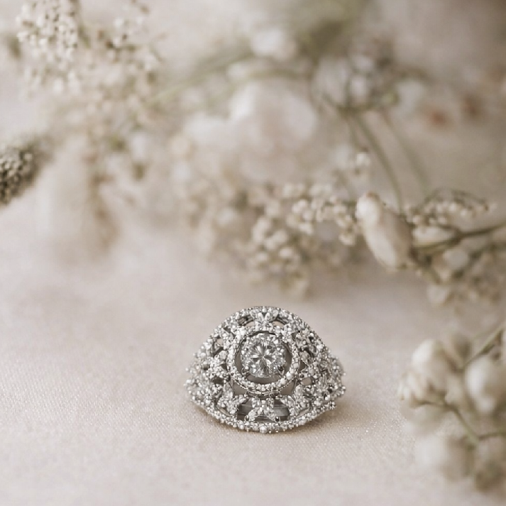 Vintage Halo CZ Elegance Ring ✨