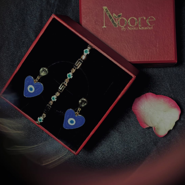 Evil Eye Protection Combo – Heart Earrings & Charm Bracelet