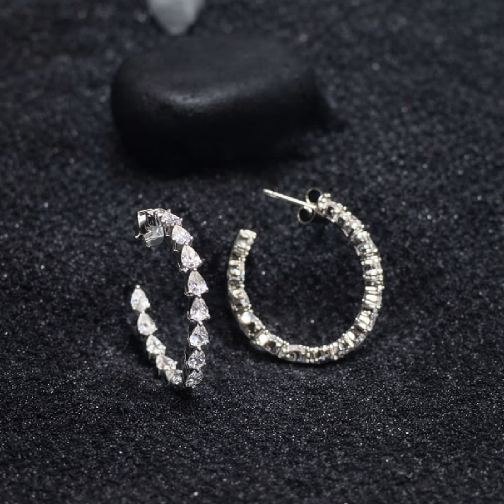 Elegant CZ Teardrop Hoop Earrings – Noore by Neetu Kaushal ✨