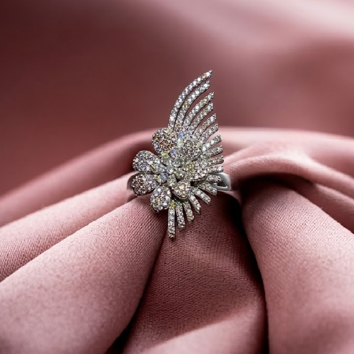Celestial Wing CZ Statement Ring – Noore by Neetu Kaushal ✨