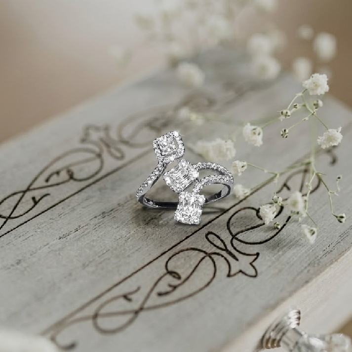 Trinity Emerald-Cut CZ Statement Ring – Noore by Neetu Kaushal ✨