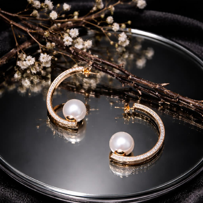 Elegant Pearl Hoop Earrings – Available in Gold & Silver Colour