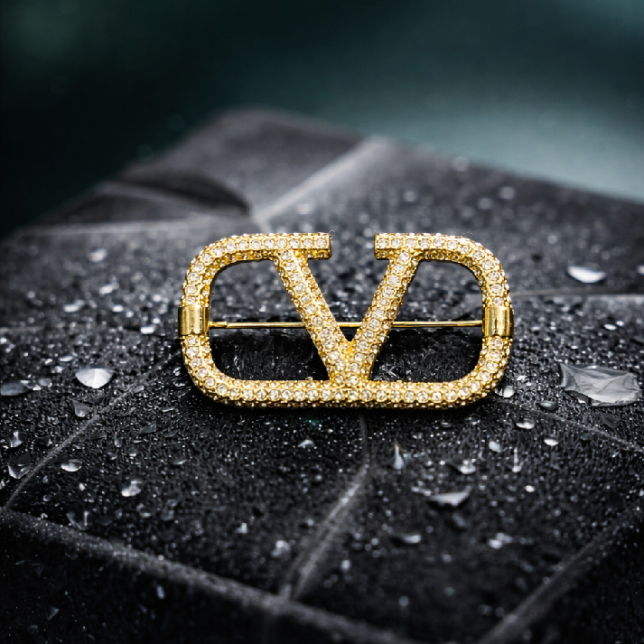 Crystal Luxe Monogram Brooch