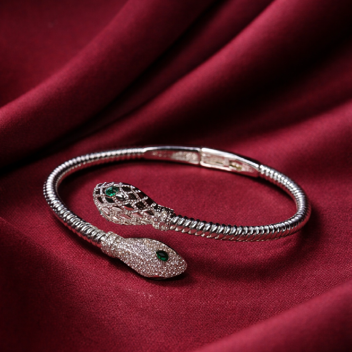 Serpentine Crystal Cuff Bracelet