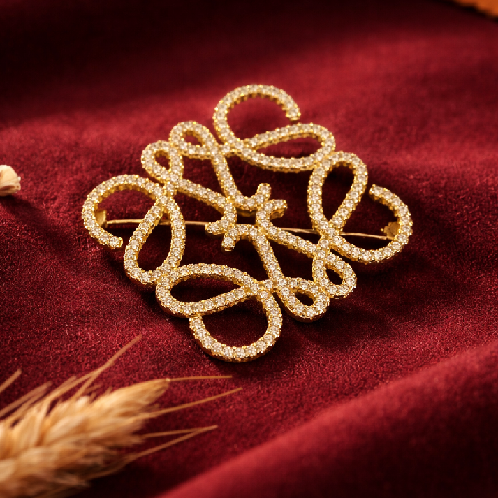 Crystal Loop Knot Statement Brooch