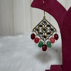 Handcrafted Kundan Mirror Drop Earrings with Multicolor Beads