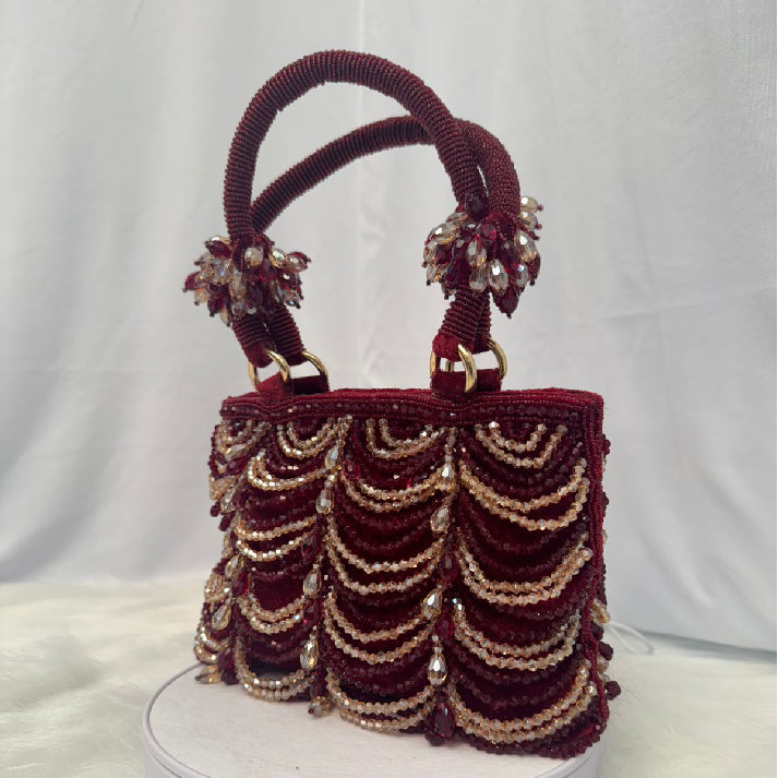Regal Ruby Beaded Potli Bag