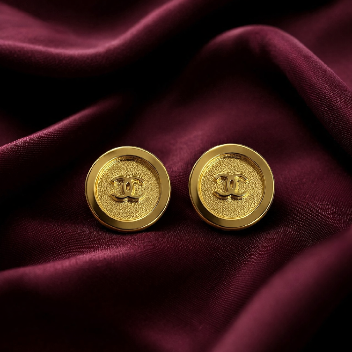 Classic Gold Medallion Stud Earrings