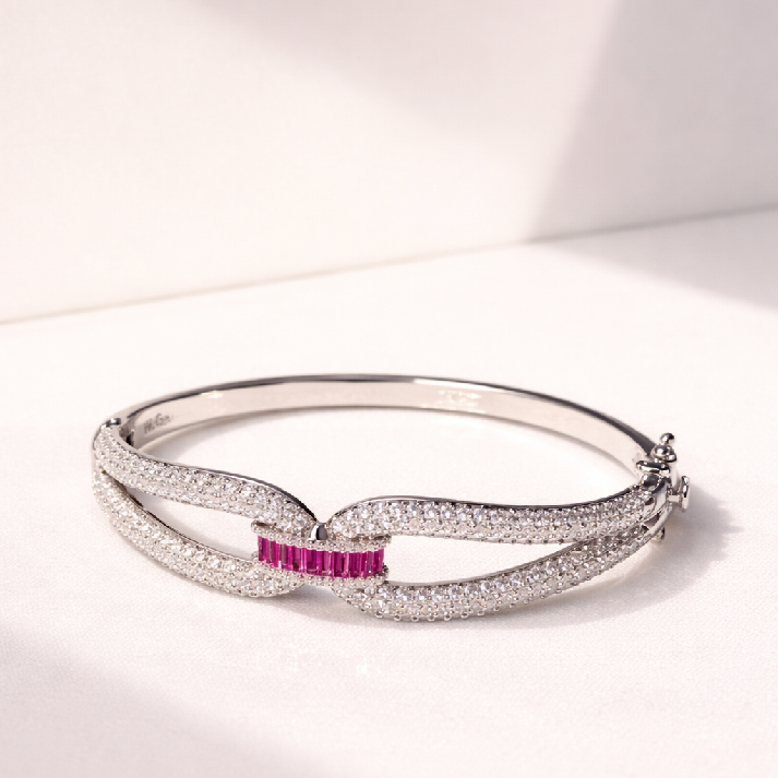 Elegant Pink Crystal Twist Bracelet
