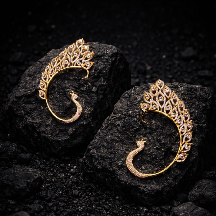 Peacock Design Statement Earrings – Available in Gold & Silver Colour