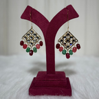 Handcrafted Kundan Mirror Drop Earrings with Multicolor Beads