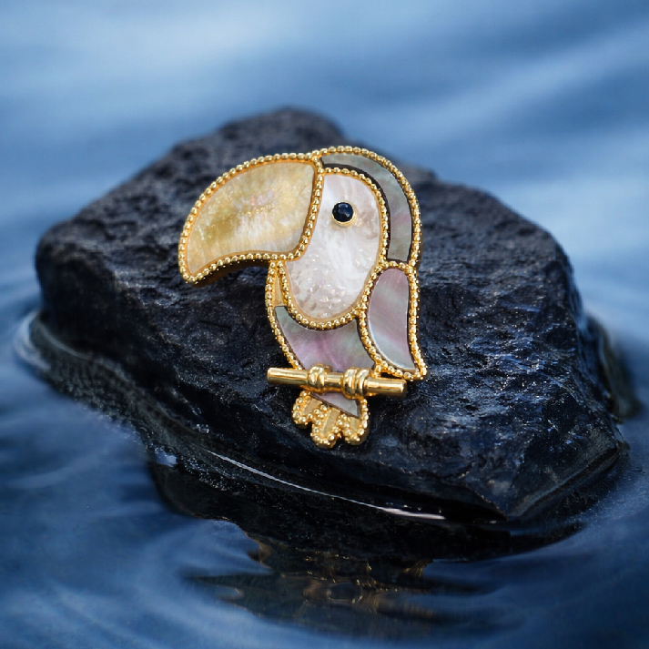 Enamel Toucan Bird Brooch