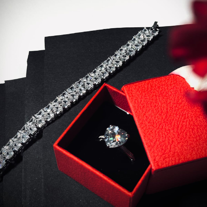 Royal Sparkle Ring & Statement Bracelet Combo