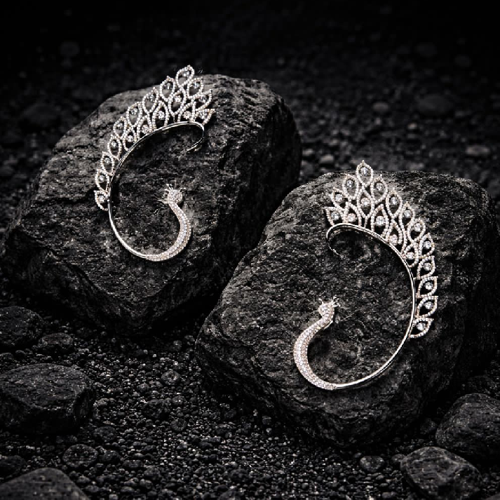 Peacock Design Statement Earrings – Available in Gold & Silver Colour