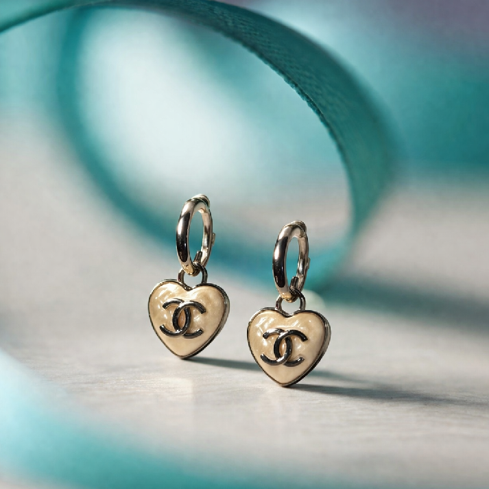 Mini Heart Charm Hoop Earrings
