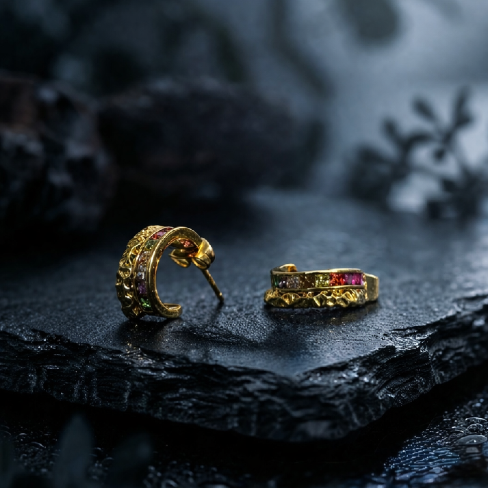 Aurora Curve Gemstone Hoop Earrings