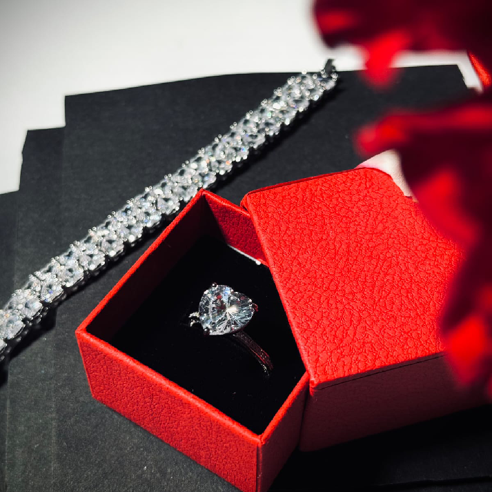 Royal Sparkle Ring & Statement Bracelet Combo